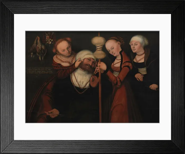 Framed Print : Hercules and Omphale. Creator: Cranach, Lucas, the Elder (1472-1553) Framed Print : Hercules and Omphale. Creator: Cranach, Lucas, the Elder (1472-1553)
