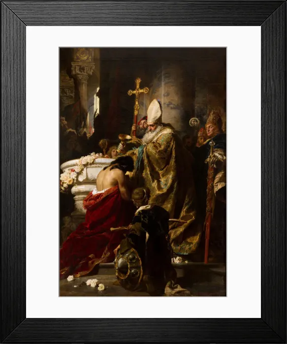 Framed Print : The Baptism of Vajk, 1875. Creator: Benczur, Gyula (1844-1920) Framed Print : The Baptism of Vajk, 1875. Creator: Benczur, Gyula (1844-1920)