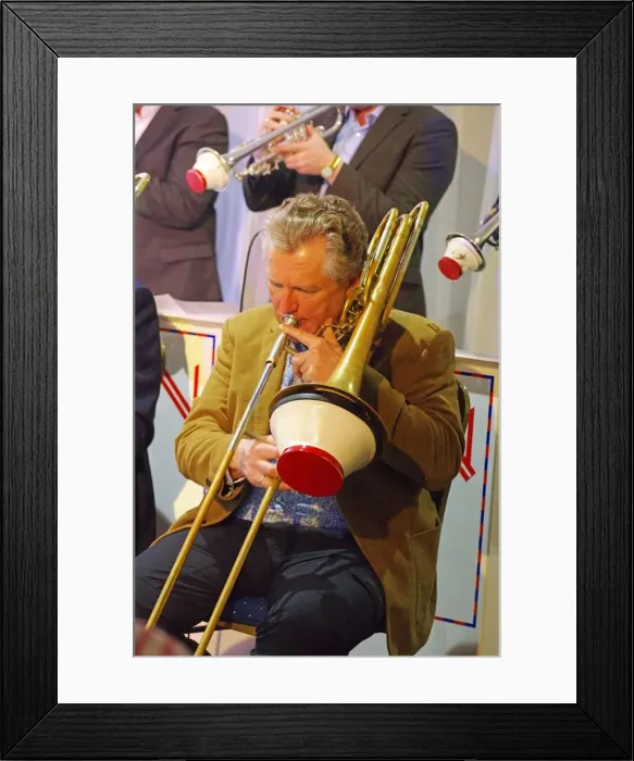Framed Print : John Higginbotham, Watermill Jazz Club, Dorking, Surrey, 12 March 2019. Creator: Brian O Connor