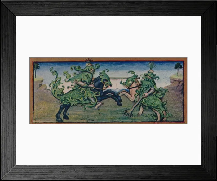 Framed Print : May - wild men jousting, 15th century, (1939). Creator: Robinet Testard Framed Print : May - wild men jousting, 15th century, (1939). Creator: Robinet Testard