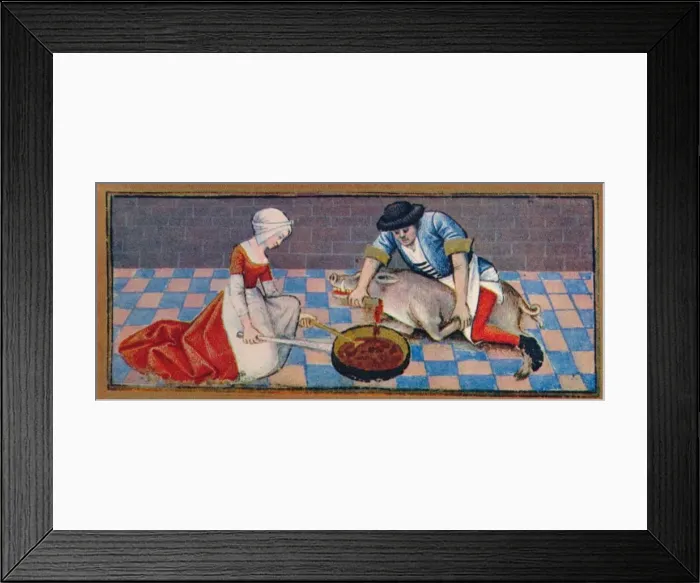 Framed Print : November - slaughtering the pig, 15th century, (1939). Creator: Robinet Testard Framed Print : November - slaughtering the pig, 15th century, (1939). Creator: Robinet Testard