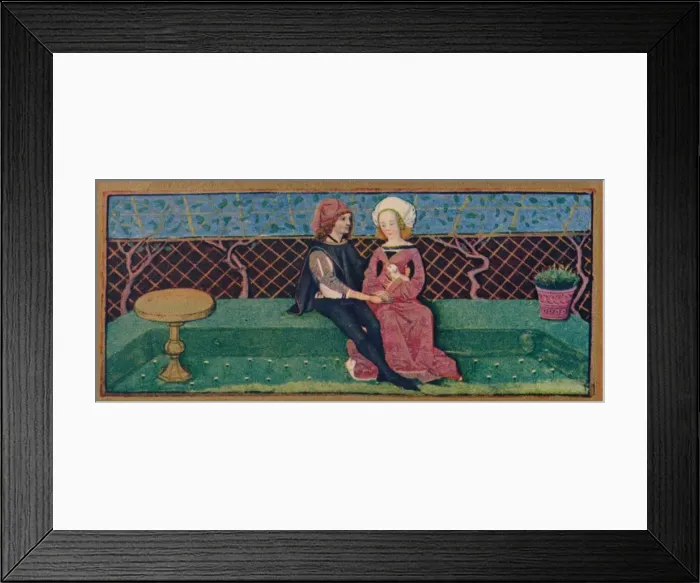 Framed Print : April - lovers in a garden, 15th century, (1939). Creator: Robinet Testard Framed Print : April - lovers in a garden, 15th century, (1939). Creator: Robinet Testard