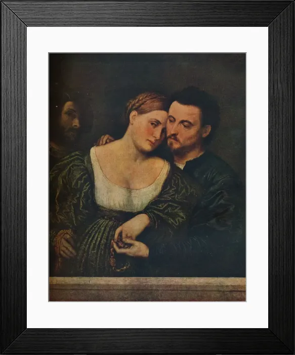 Framed Print : The Venetian Lovers, 1525-1530, (1930). Creator: Paris Bordone Framed Print : The Venetian Lovers, 1525-1530, (1930). Creator: Paris Bordone