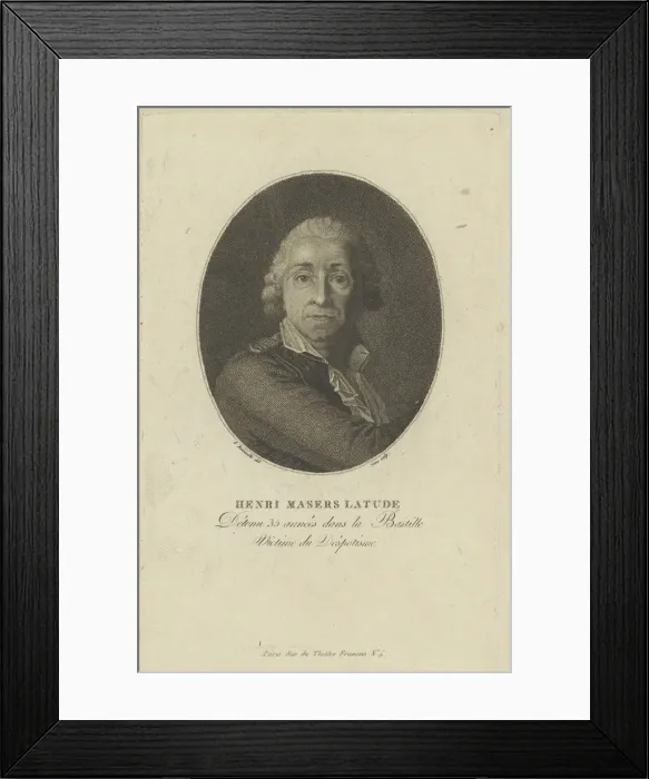 Framed Print : Portrait of Henri Masers de Latude (1725-1805), c. 1793. Creator: Bonneville, Francois Framed Print : Portrait of Henri Masers de Latude (1725-1805), c. 1793. Creator: Bonneville, Francois