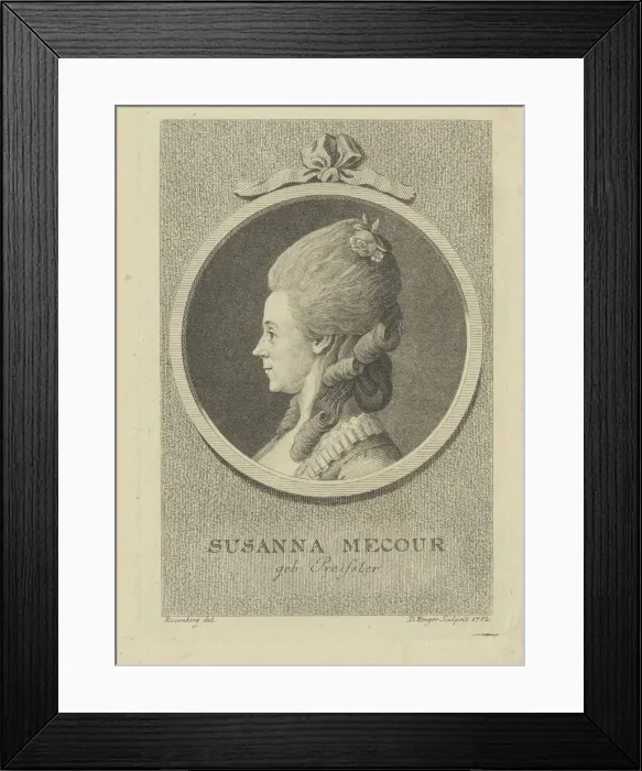 Framed Print : Portrait of the actress Susanna Mecour (1738-1784), 1782. Creator: Berger, Gottfried Daniel Framed Print : Portrait of the actress Susanna Mecour (1738-1784), 1782. Creator: Berger, Gottfried Daniel