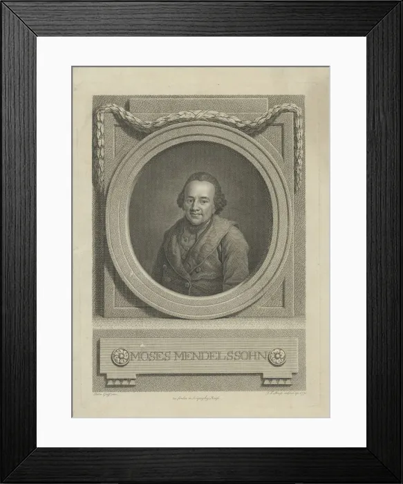 Framed Print : Portrait of Moses Mendelssohn (1729-1786), 1772. Creator: Bause, Johann Friedrich (1738-1814) Framed Print : Portrait of Moses Mendelssohn (1729-1786), 1772. Creator: Bause, Johann Friedrich (1738-1814)
