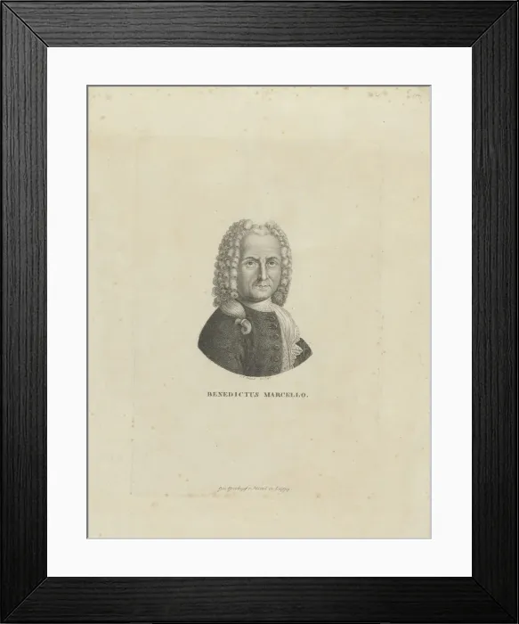 Framed Print : Portrait of the composer Benedetto Marcello (1686-1739), c. 1795. Creator: Riedel Framed Print : Portrait of the composer Benedetto Marcello (1686-1739), c. 1795. Creator: Riedel