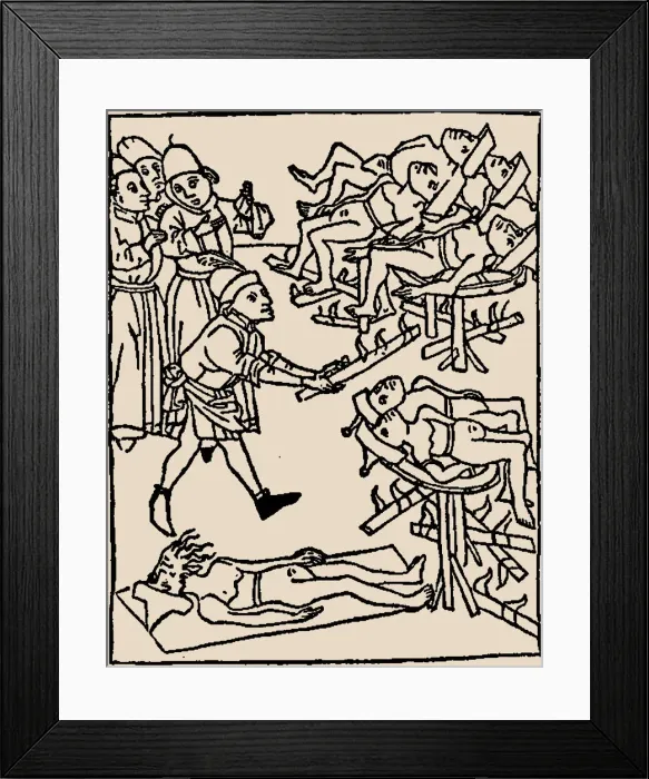 Framed Print : Well poisoning: Torture of the Jews, 1475. Creator: Anonymous Framed Print : Well poisoning: Torture of the Jews, 1475. Creator: Anonymous