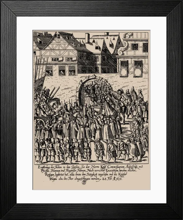 Framed Print : The Fettmilch Rising. Reintroduction of the Jews in Frankfurt on February 28, 1616, c Framed Print : The Fettmilch Rising. Reintroduction of the Jews in Frankfurt on February 28, 1616, c