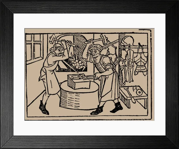 Framed Print : The Art of Blacksmithing. From Speculum Vitae Humanae by Rodericus Zamorensis, 1479 Framed Print : The Art of Blacksmithing. From Speculum Vitae Humanae by Rodericus Zamorensis, 1479