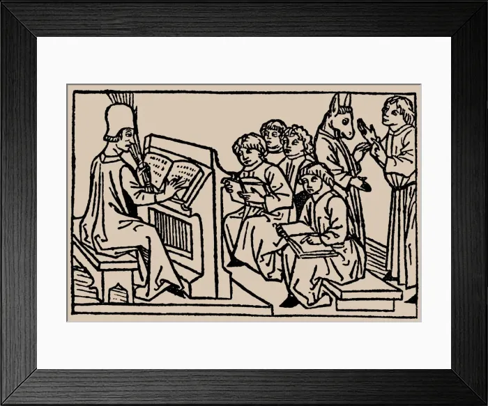 Framed Print : School lessons. From Speculum Vitae Humanae by Rodericus Zamorensis, 1479. Creator: Anonymous Framed Print : School lessons. From Speculum Vitae Humanae by Rodericus Zamorensis, 1479. Creator: Anonymous