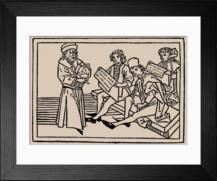 Framed Print : School lessons. From Speculum Vitae Humanae by Rodericus Zamorensis, 1479. Creator: Anonymous Framed Print : School lessons. From Speculum Vitae Humanae by Rodericus Zamorensis, 1479. Creator: Anonymous
