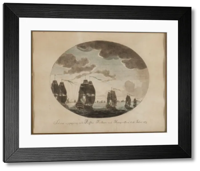 Framed Print : The naval Battle of Oland on 26 July 1789, c. 1790. Creator: Cumelin, Johan Petter (1764-1820) Framed Print : The naval Battle of Oland on 26 July 1789, c. 1790. Creator: Cumelin, Johan Petter (1764-1820)
