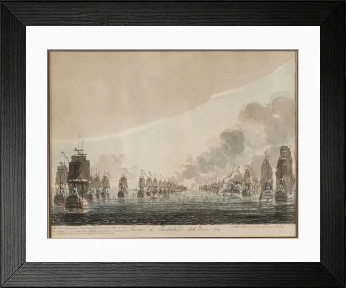 Framed Print : The naval Battle of Oland on 26 July 1789. Creator: Cumelin, Johan Petter (1764-1820) Framed Print : The naval Battle of Oland on 26 July 1789. Creator: Cumelin, Johan Petter (1764-1820)