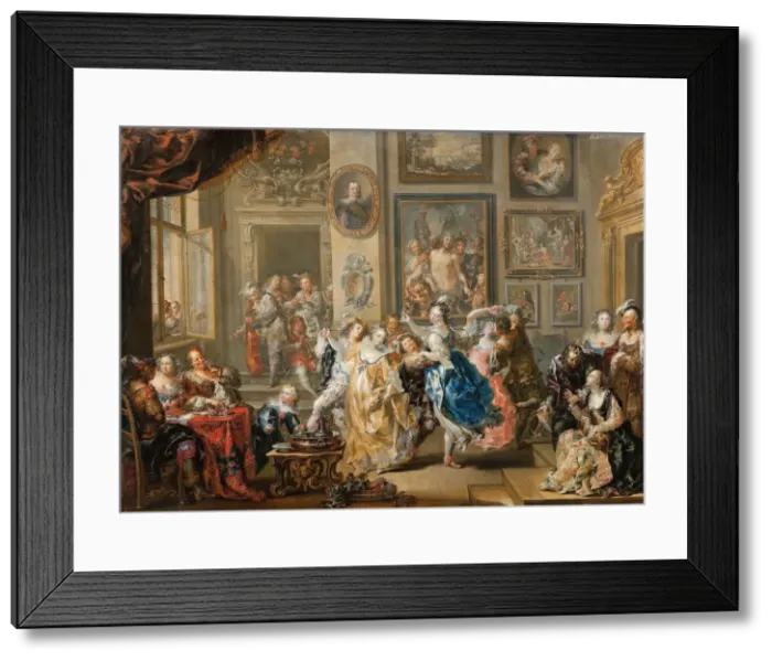 Framed Print : Dancing scene with palace interior, 1731-1734. Creator: Platzer, Johann Georg (1704-1761) Framed Print : Dancing scene with palace interior, 1731-1734. Creator: Platzer, Johann Georg (1704-1761)
