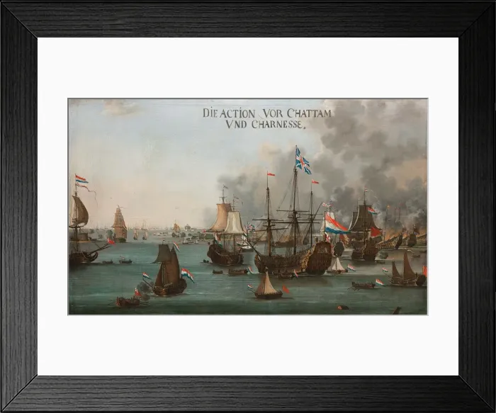 Framed Print : The Battle of Chatham, ca 1667. Creator: Stoop, Willem van der (c. 1620-1669) Framed Print : The Battle of Chatham, ca 1667. Creator: Stoop, Willem van der (c. 1620-1669)