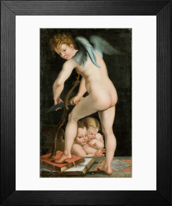 Framed Print : Bow-carving Cupid, Between 1534 und 1540. Creator: Parmigianino (1503-1540) Framed Print : Bow-carving Cupid, Between 1534 und 1540. Creator: Parmigianino (1503-1540)