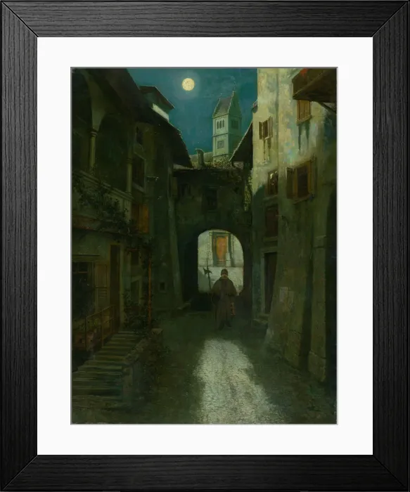 Framed Print : Night Watch in the Old Town, 1880. Creator: Majsch, Eduard (1841-1904) Framed Print : Night Watch in the Old Town, 1880. Creator: Majsch, Eduard (1841-1904)