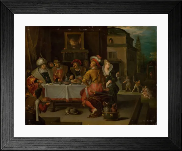Framed Print : The Parable of the Rich Man and the Beggar Lazarus, 1615. Creator: Francken, Frans Framed Print : The Parable of the Rich Man and the Beggar Lazarus, 1615. Creator: Francken, Frans