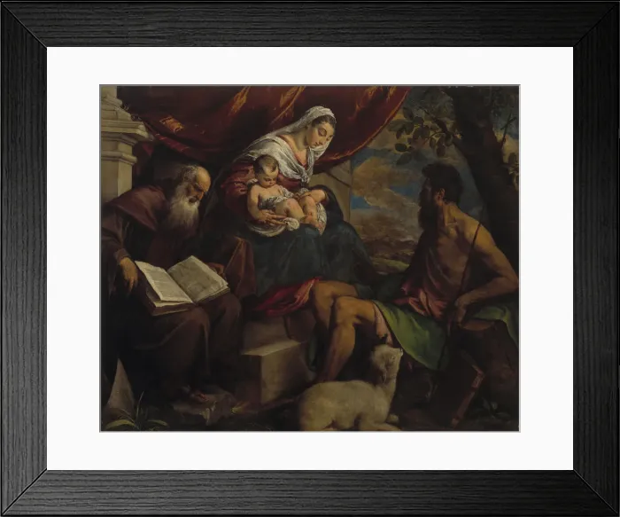 Framed Print : Virgin and Child with John the Baptist and Saint Anthony the Abbot, 1560s. Creator: Bassano Framed Print : Virgin and Child with John the Baptist and Saint Anthony the Abbot, 1560s. Creator: Bassano