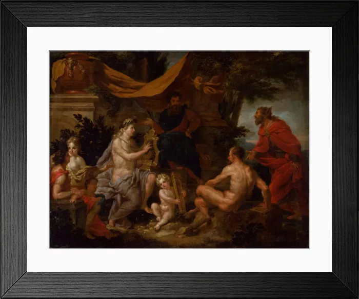 Framed Print : The contest between Apollo and Pan, ca 1690. Creator: Maes, Godfried (1649-1700) Framed Print : The contest between Apollo and Pan, ca 1690. Creator: Maes, Godfried (1649-1700)