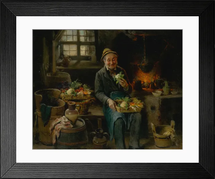 Framed Print : Old Man in the Kitchen, 1875. Creator: Kern, Hermann (1838-1912) Framed Print : Old Man in the Kitchen, 1875. Creator: Kern, Hermann (1838-1912)