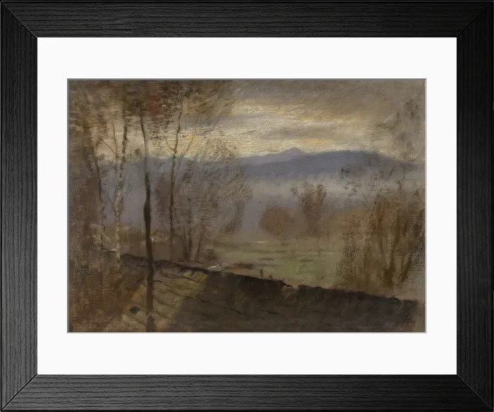 Framed Print : Evening landscape with river, c. 1880. Creator: Mednyanszky, Laszlo (1852-1919) Framed Print : Evening landscape with river, c. 1880. Creator: Mednyanszky, Laszlo (1852-1919)