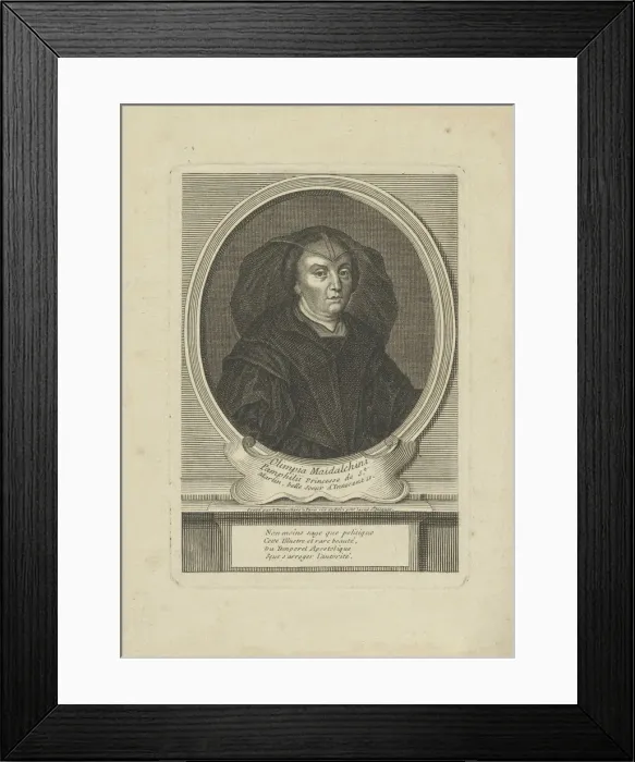 Framed Print : Portrait of Olimpia Maidalchini Pamphilj (1591-1657), um 1700. Creator: Desrochers Framed Print : Portrait of Olimpia Maidalchini Pamphilj (1591-1657), um 1700. Creator: Desrochers