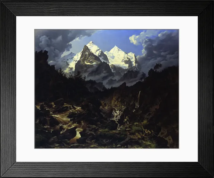 Framed Print : The Wetterhorn, 1830. Creator: Biermann, Karl Eduard (1803-1892) Framed Print : The Wetterhorn, 1830. Creator: Biermann, Karl Eduard (1803-1892)