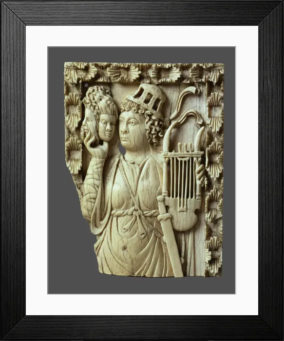 Framed Print : Muse of the comedy with lyre, masks and sword, First quarter of 6th cen Creator Framed Print : Muse of the comedy with lyre, masks and sword, First quarter of 6th cen Creator