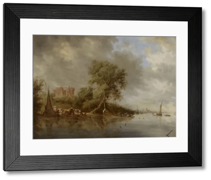Framed Print : River Landscape with the Ruins of the Castle of Egmond, 1641. Creator: Ruisdael Framed Print : River Landscape with the Ruins of the Castle of Egmond, 1641. Creator: Ruisdael