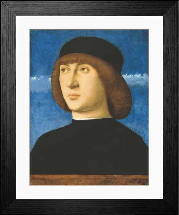 Framed Print : Portrait of a young man, c. 1490. Creator: Bellini, Giovanni (1430-1516) Framed Print : Portrait of a young man, c. 1490. Creator: Bellini, Giovanni (1430-1516)