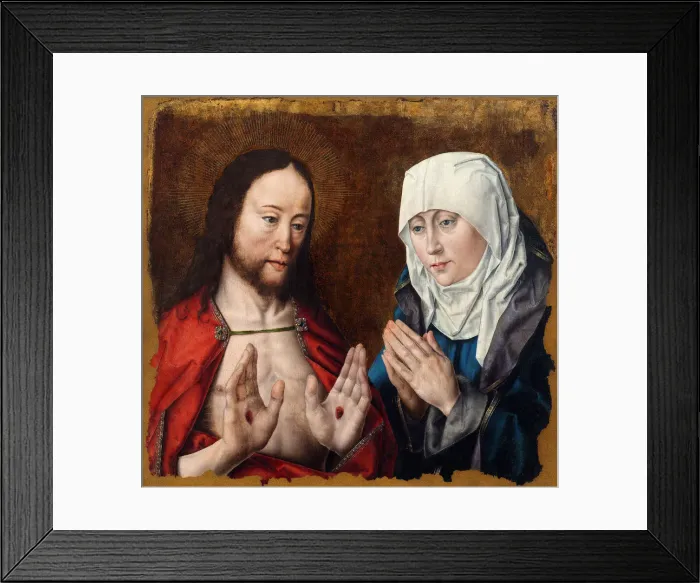 Framed Print : Christ Showing His Mother the Nail Wounds in His Hands, c. 1490. Creator: Bouts, Aelbrecht Framed Print : Christ Showing His Mother the Nail Wounds in His Hands, c. 1490. Creator: Bouts, Aelbrecht
