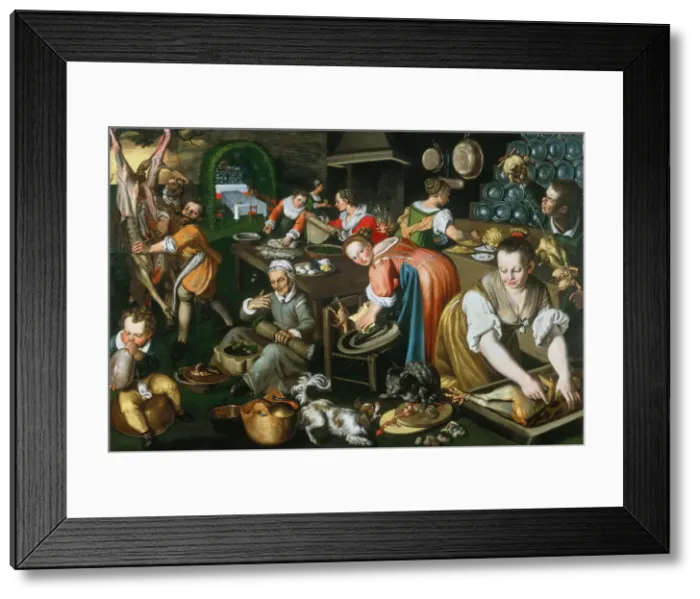 Framed Print : Kitchen, ca 1585-1590. Creator: Campi, Vincenzo (1536-1591) Framed Print : Kitchen, ca 1585-1590. Creator: Campi, Vincenzo (1536-1591)