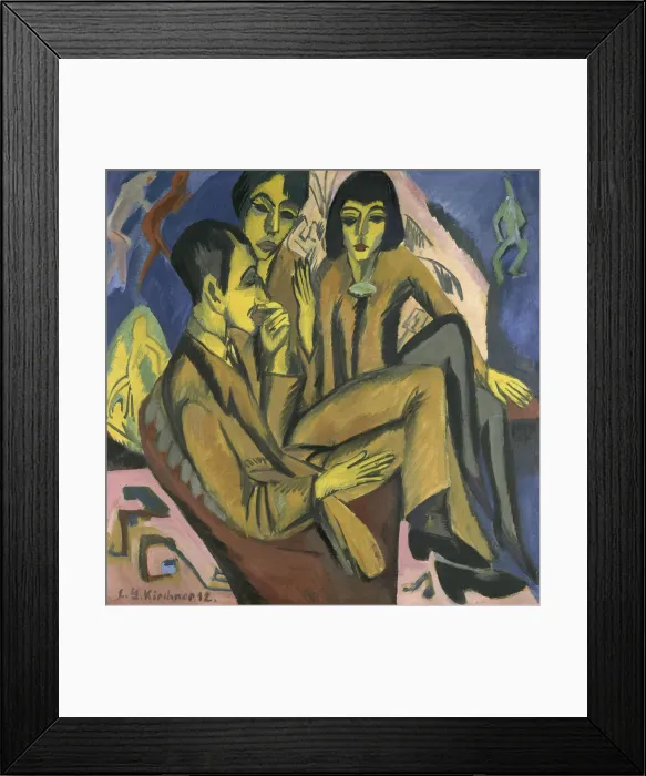 Framed Print : Artist group (Conversation of the artists), 1913. Creator: Kirchner, Ernst Ludwig (1880-1938) Framed Print : Artist group (Conversation of the artists), 1913. Creator: Kirchner, Ernst Ludwig (1880-1938)