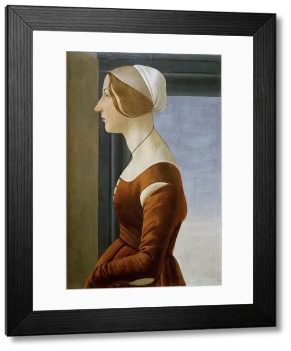 Framed Print : Portrait of a Young Woman, ca 1475. Creator: Botticelli, Sandro (1445-1510) Framed Print : Portrait of a Young Woman, ca 1475. Creator: Botticelli, Sandro (1445-1510)