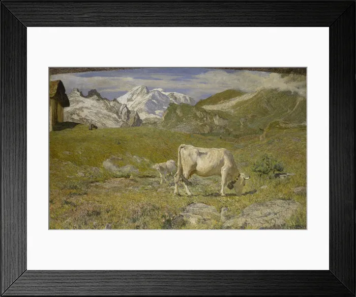 Framed Print : Pascoli di primavera (Spring Pastures), 1896. Creator: Segantini, Giovanni (1858-1899)