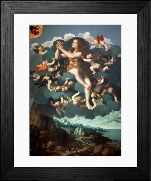 Framed Print : The Assumption of Saint Mary Magdalen. Creator: D Oggiono, Marco (ca 1470-ca 1530) Framed Print : The Assumption of Saint Mary Magdalen. Creator: D Oggiono, Marco (ca 1470-ca 1530)