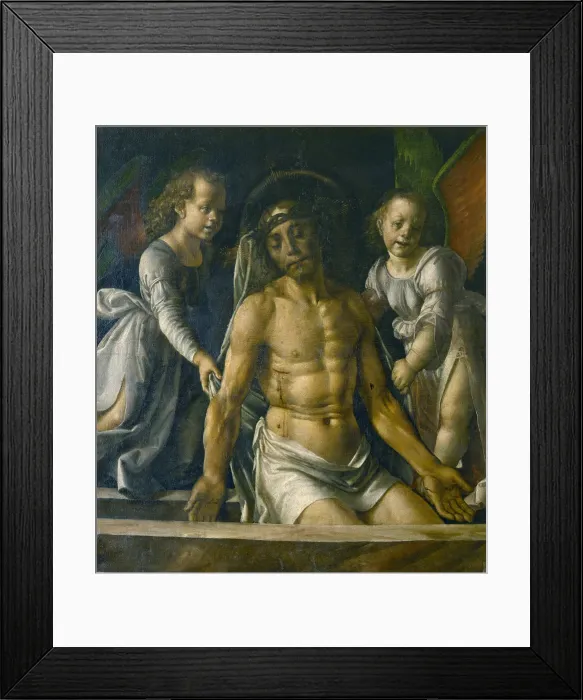 Framed Print : Pieta with two angels, 1480. Creator: Berruguete, Pedro (1450-1503) Framed Print : Pieta with two angels, 1480. Creator: Berruguete, Pedro (1450-1503)