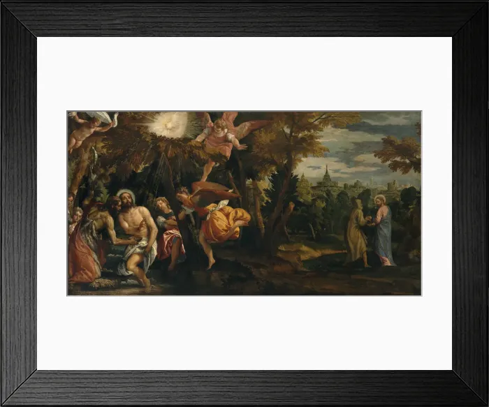 Framed Print : The Baptism and the Temptations of Christ, 1582. Creator: Veronese, Paolo (1528-1588) Framed Print : The Baptism and the Temptations of Christ, 1582. Creator: Veronese, Paolo (1528-1588)