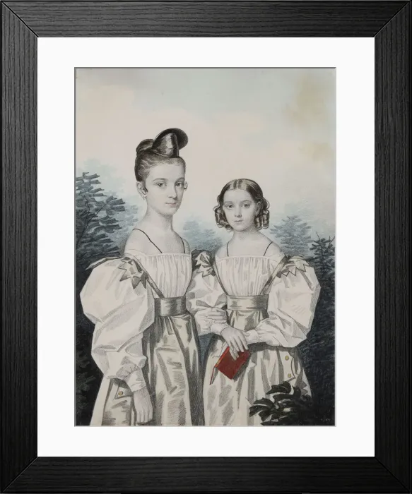 Framed Print : Portrait of Sisters Anna Petrovna (1822-1905) and Elena Petrovna (1824-1860) Ushakov, 1830s Framed Print : Portrait of Sisters Anna Petrovna (1822-1905) and Elena Petrovna (1824-1860) Ushakov, 1830s