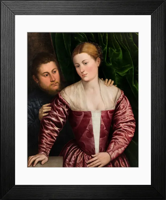 Framed Print : Double Portrait of a Venetian Woman and her Cavalier, c. 1560. Creator: Bordone, Paris (1500-1571) Framed Print : Double Portrait of a Venetian Woman and her Cavalier, c. 1560. Creator: Bordone, Paris (1500-1571)