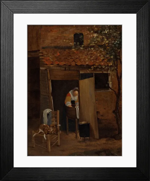 Framed Print : Girl washing clothes. Creator: Hooch, Pieter, de (1629-1684) Framed Print : Girl washing clothes. Creator: Hooch, Pieter, de (1629-1684)