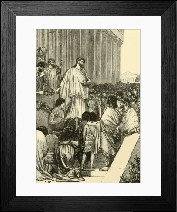 Framed Print : Pericles Delivering the Funeral Oration Over the Athenians, 1890. Creator: Unknown Framed Print : Pericles Delivering the Funeral Oration Over the Athenians, 1890. Creator: Unknown