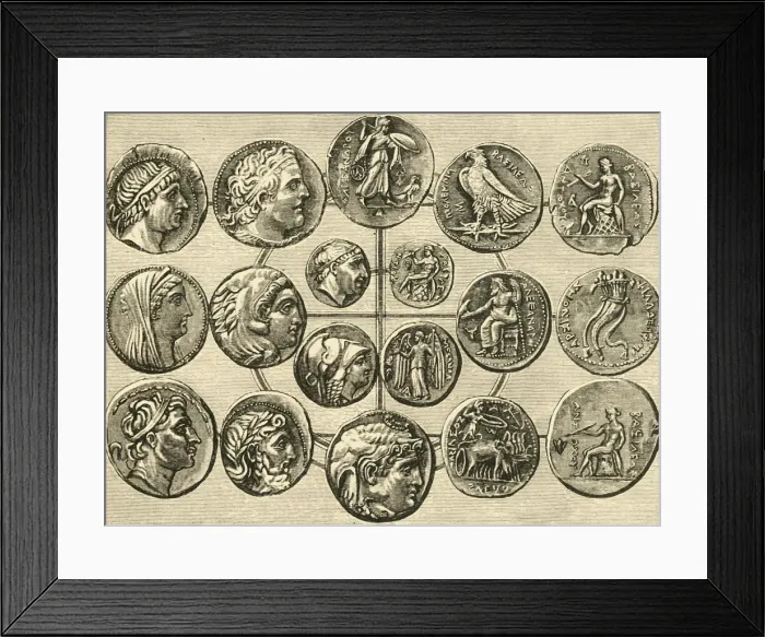 Framed Print : Coins of the Macedonian Sovereigns of Syria and Egypt, 1890. Creator: Unknown Framed Print : Coins of the Macedonian Sovereigns of Syria and Egypt, 1890. Creator: Unknown