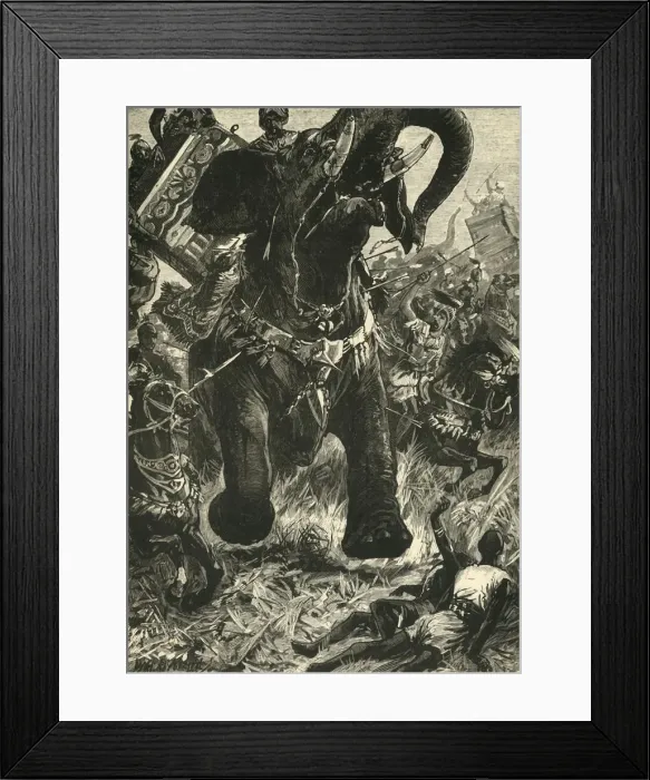 Framed Print : Defeat of Porus by the Macedonians, 1890. Creator: Unknown