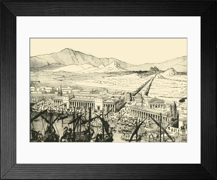 Framed Print : The Piraeus with the Long Walls, Restored, 1890. Creator: Unknown Framed Print : The Piraeus with the Long Walls, Restored, 1890. Creator: Unknown