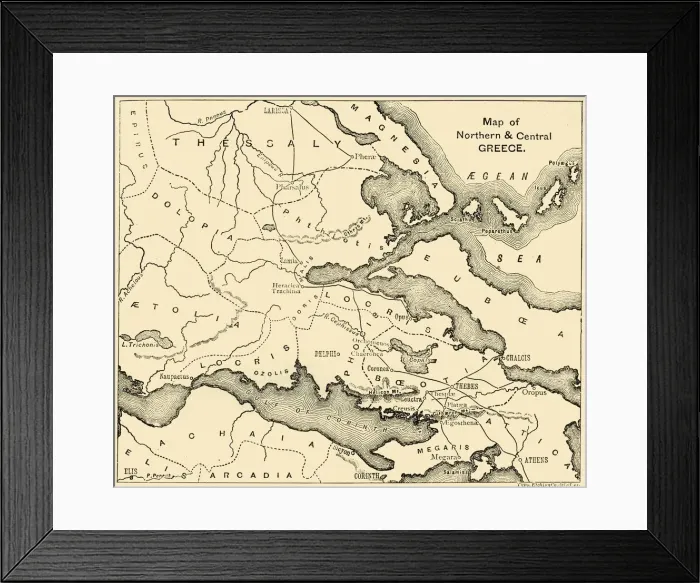Framed Print : Map of Northern & Central Greece, 1890. Creator: Unknown Framed Print : Map of Northern & Central Greece, 1890. Creator: Unknown