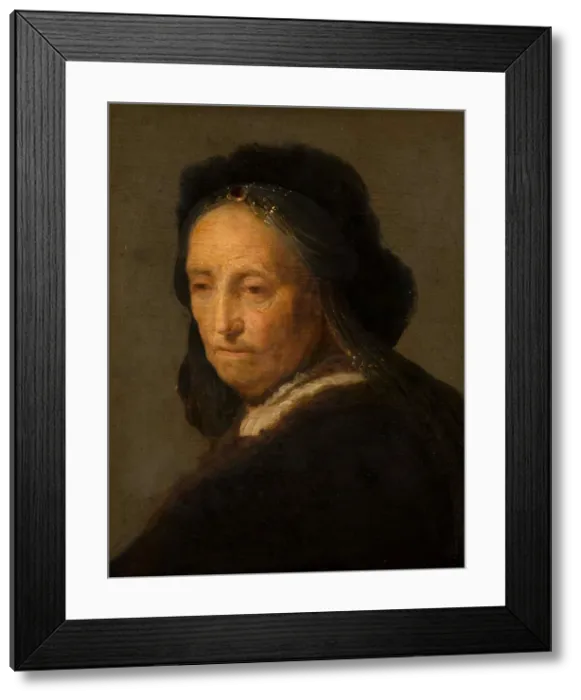 Framed Print : Study of an old woman, ca 1630-1634. Creator: Rembrandt van Rhijn, (School) Framed Print : Study of an old woman, ca 1630-1634. Creator: Rembrandt van Rhijn, (School)