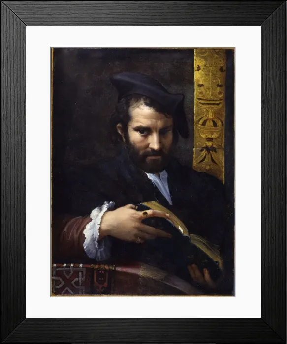 Framed Print : Portrait of a man with a book, ca 1524. Creator: Parmigianino (1503-1540) Framed Print : Portrait of a man with a book, ca 1524. Creator: Parmigianino (1503-1540)